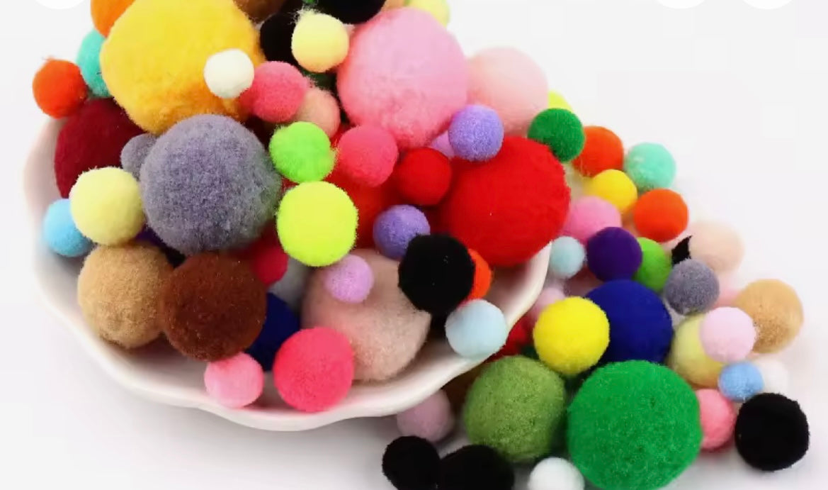 Pastel and Rainbow Colored Pom Poms for Craft Decor Paper Projects, Single Colored Pom Poms