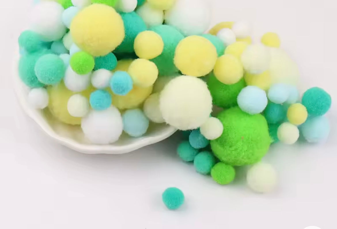 Pastel and Rainbow Colored Pom Poms for Craft Decor Paper Projects, Single Colored Pom Poms