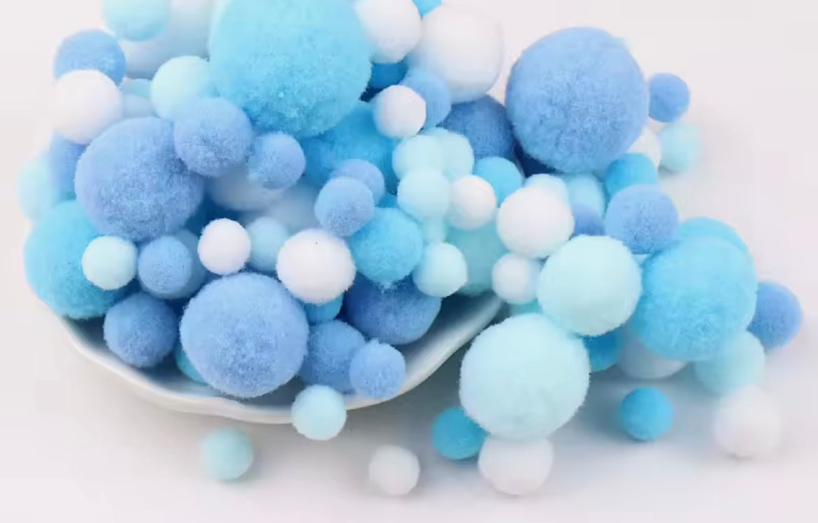 Pastel and Rainbow Colored Pom Poms for Craft Decor Paper Projects, Single Colored Pom Poms